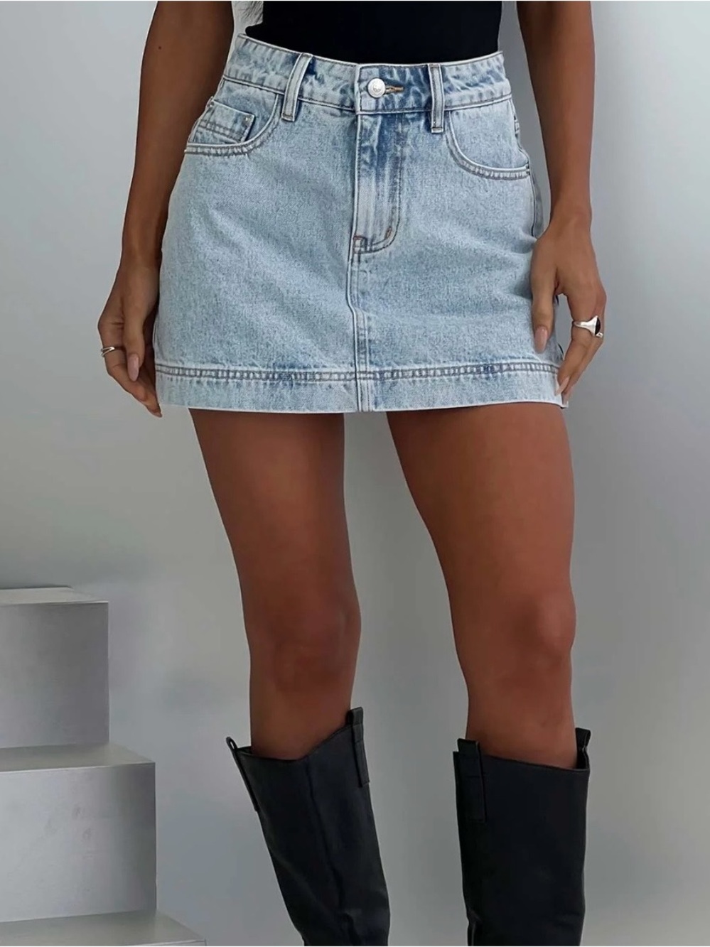 Princess Polly Light Wash Denim Mini Skirt